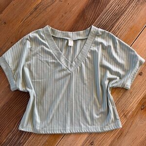 ROMWE Gray Ribbed Crop Top Relaxed Fit